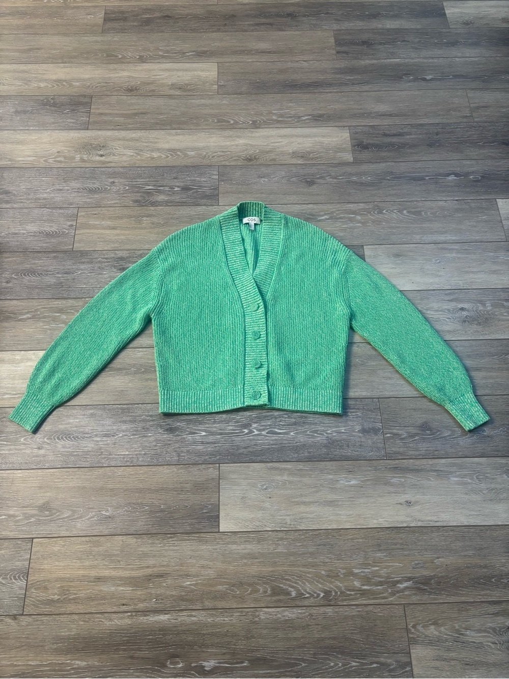 COS Cardigan Sweater Sz S Green Oversized Preppy Comfort Office Whimsy Casual